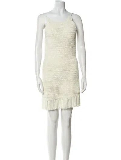 Pre-owned Magda Butrym Scoop Neck Mini Dress W/ Tags In Neutral