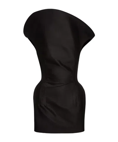 Magda Butrym Sculpted Cotton Mini Dress In Black