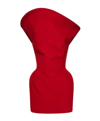 Magda Butrym Sculpted Cotton Mini Dress In Red