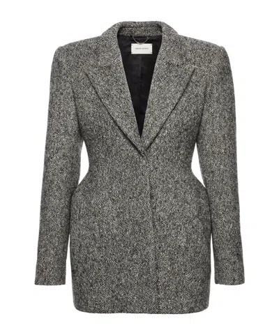 Magda Butrym Sculpted Hourglass Blazer In Grey Melange In Gray