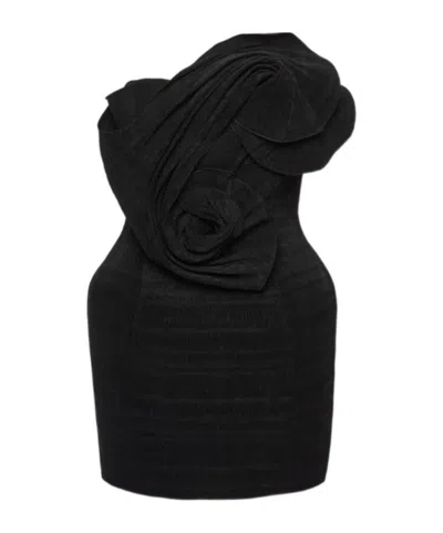 Magda Butrym Sculpted Rosette Mini Dress In Black