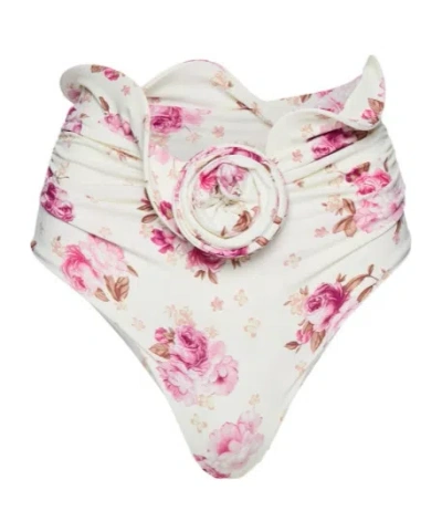 Magda Butrym Sculpted Waist Swim Bottom In Cream Floral Print In Multi