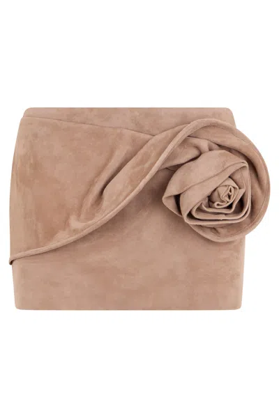 Magda Butrym Sculptural Calfskin Mini Skirt In Pink