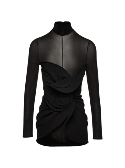 MAGDA BUTRYM MAGDA BUTRYM SCULPTURAL HIGH-NECK MINI DRESS BLACK