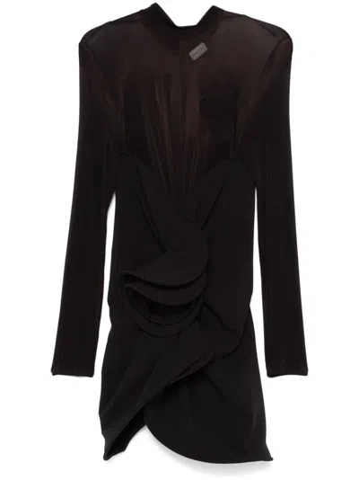 Magda Butrym Sculptural High-neck Mini Dress In Black  