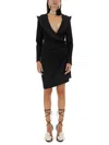 Magda Butrym Sculptural Mini Dress Featuring V-neckline