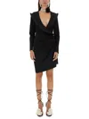 Magda Butrym Sculptural Mini Dress Featuring V-neckline In Black