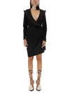 Magda Butrym Sculptural Mini Dress Featuring V-neckline In Black