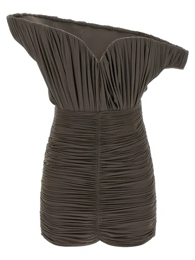 Magda Butrym Sculptural One-shoulder Mini Dress With Rose Petal Detail In Animal Print
