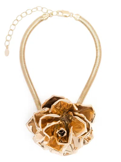 Magda Butrym Sculptural Rose Choker In 金色