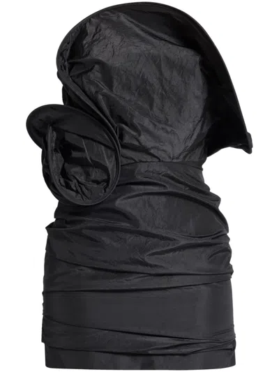 Magda Butrym Sculptural Rose Mini Dress In Black