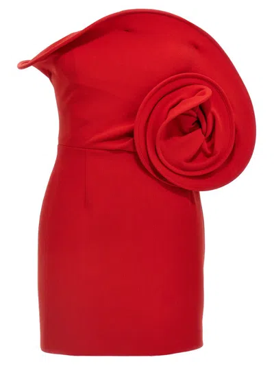 Magda Butrym Strapless Appliquéd Wool-blend Mini Dress In Red