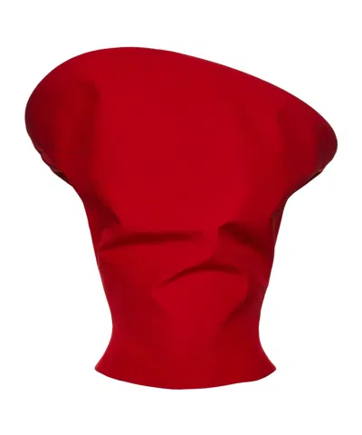 Magda Butrym Sculptural Sleeveless Cotton Top In Red