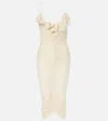 Magda Butrym Semi-sheer Ruched Jersey Midi Dress In Beige