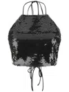 Magda Butrym Black Sequins Crop-top In Black