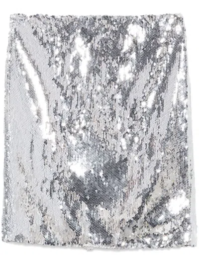 Magda Butrym Sequin Midi Skirt In Grey