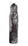 Magda Butrym Sequined Halter Gown In Silver