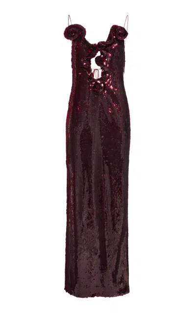 Magda Butrym Sequined Maxi Dress In Burgundy