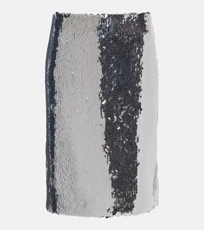 Magda Butrym Sequined Midi Skirt In Silver