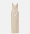 Magda Butrym Open-back Sequined Tulle Maxi Dress In Neutrals