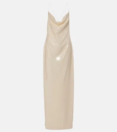 Magda Butrym Sequined Open-back Gown In Cream