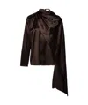 Magda Butrym Shawl Effect Silk Shirt In Brown