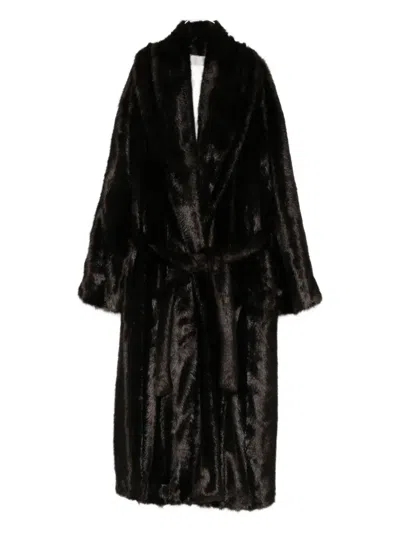 Magda Butrym Shawl-lapels Belted Coat In Brown