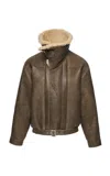 Magda Butrym Shearling Aviator Jacket In Brown