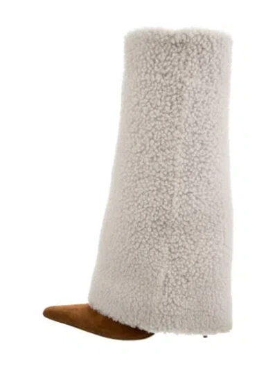 Pre-owned Magda Butrym Shearling Boots In Gray