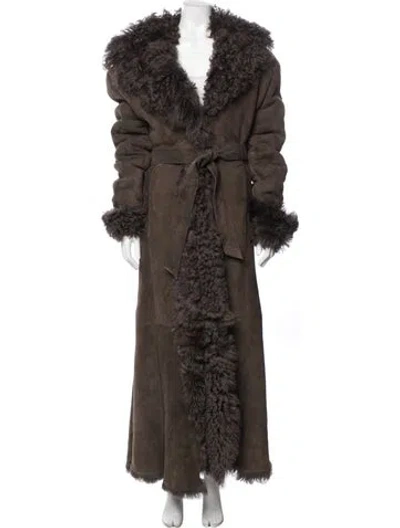 Pre-owned Magda Butrym Shearling Faux Fur Coat In Brown