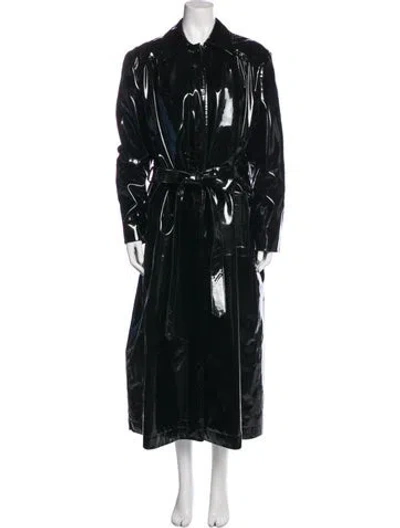 Pre-owned Magda Butrym Shearling Trench Coat In Black