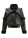 Magda Butrym Shearling-trimmed Bomber Leather Jacket In Black