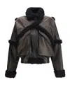 Magda Butrym Shearling-trimmed Bomber Leather Jacket In Black