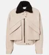 Magda Butrym Shearling-trimmed Leather Jacket In Beige
