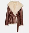 Magda Butrym Shearling-trimmed Leather Jacket In Brown