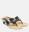 Magda Butrym Shearling-trimmed Leather Sandals In Black