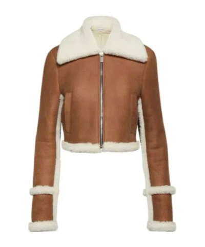 Magda Butrym Shearling-lined Suede Jacket In Brown