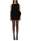 Magda Butrym Floral-applique Ruffled Minidress In Black