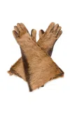Magda Butrym Sheep Fur Leather Gloves In Brown