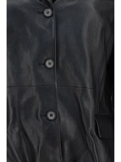 Magda Butrym Sheep Leather Blazer In Black