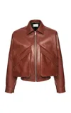 Magda Butrym Sheep Leather Bomber Jacket In Brown