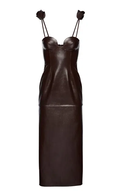 Magda Butrym Sheep Leather Bustier Midi Dress In Brown