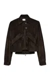 Magda Butrym Sheep Leather Cropped Jacket In Brown
