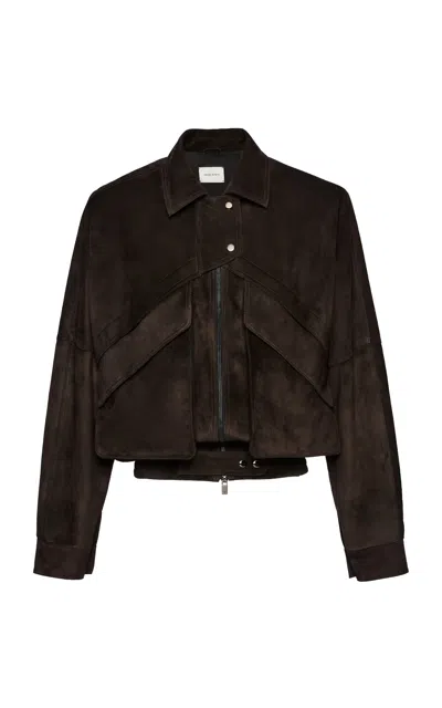 Magda Butrym Sheep Leather Cropped Jacket In Brown