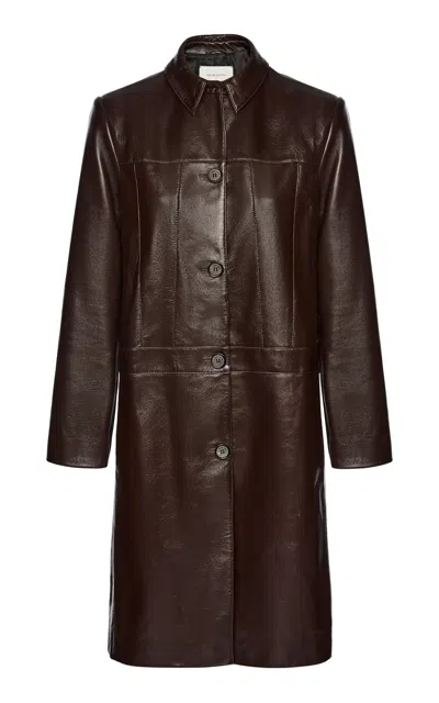 Magda Butrym Sheep Leather Trench Coat In Brown