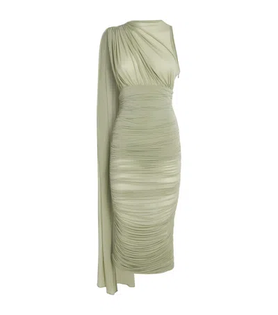 Magda Butrym Sheer Draped Midi Dress In Green
