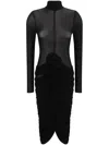 Magda Butrym Sheer High-neck Midi Dress In Black