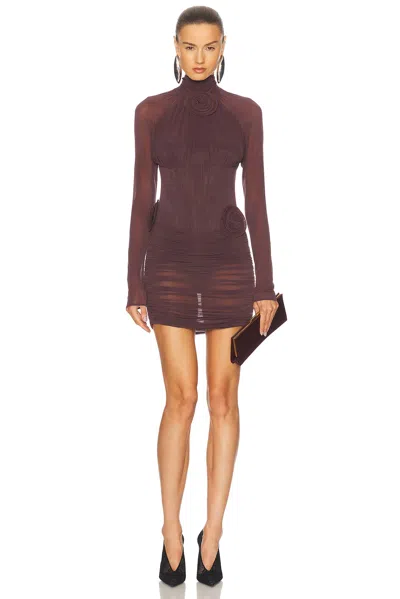 Magda Butrym Sheer Long Sleeve Mini Dress In Purple