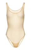 Magda Butrym Sheer Scoop Neck Bodysuit In Nude