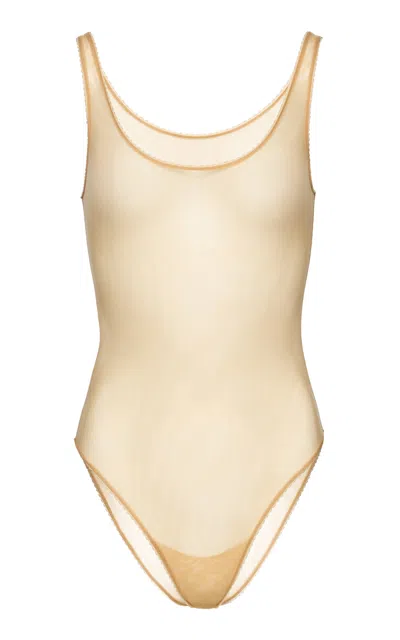 Magda Butrym Sheer Scoop Neck Bodysuit In Nude